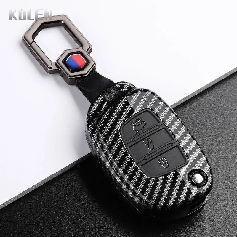 Car Key Cover Compatible with Hyundai ix35 ix45 ix25 i10 i20 i30 HB20 Sonata Verna Solaris Santa Elantra Mistra – Carbon Fiber Style