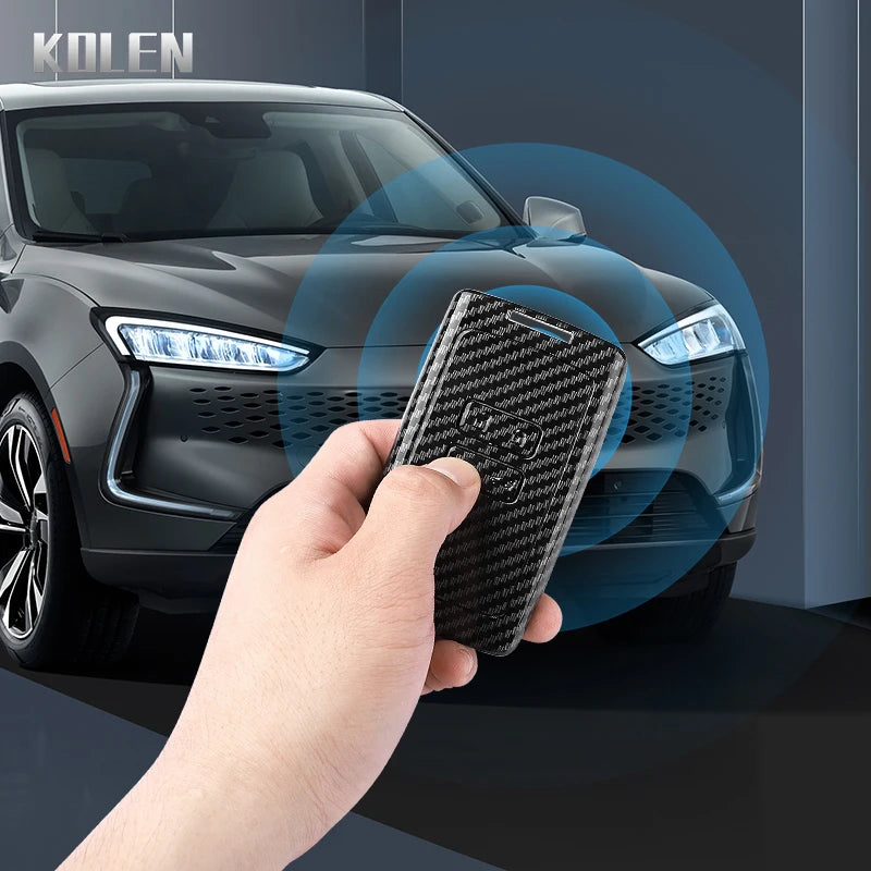 Car Key Cover Compatible with Renault Koleos Captur Megane Clio Scenic Talisman Arkana; Dacia Sandero – Carbon Fiber Style