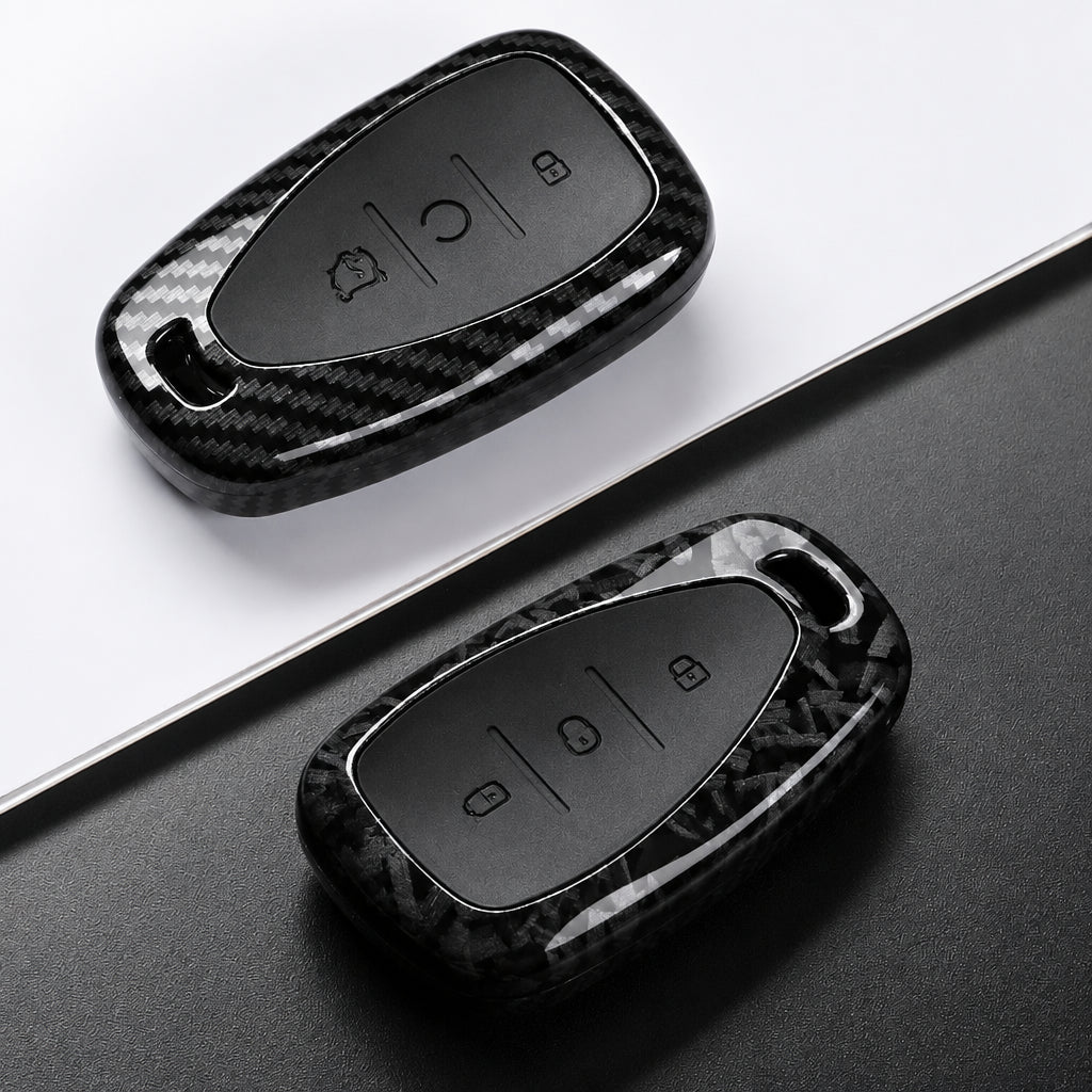 Car Key Cover Compatible with Chevrolet Malibu Blazer Traverse Onix Equinox Volt Bolt Trax Orlando Cruze Spark Camaro – Carbon Fiber Style