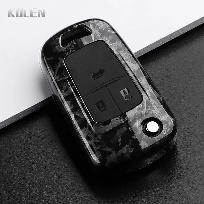 Car Key Cover Compatible with Chevrolet Cruze Aveo Trax Sail Malibu Captiva; Opel/Vauxhall Astra J Corsa Insignia Mokka – Carbon Fiber Style
