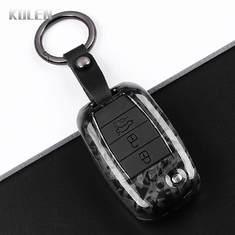 Car Key Cover Compatible with Kia Rio 3 K2 Ceed Cerato K3 Sportage 4 Picanto K5 Optima Sorento Forte Stinger – Carbon Fiber Style