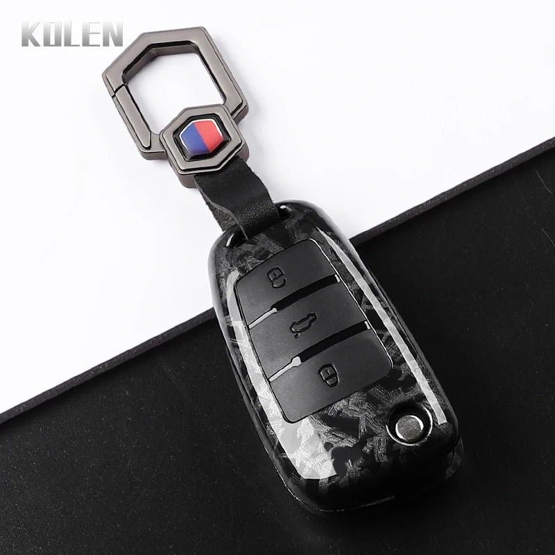 Car Key Cover Compatible with Audi C6 R8 A1 A3 Q3 A4 A5 Q5 A6 S6 A7 B6 B7 B8 8P 8V 8L TT RS S Line – Carbon Fiber Style
