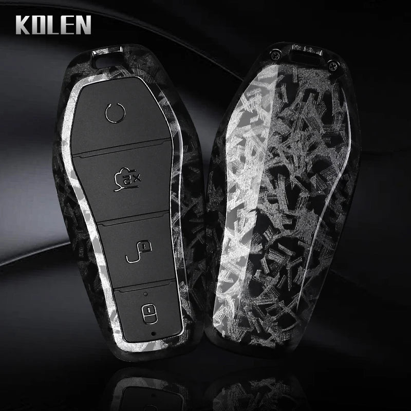 Car Key Cover Compatible with BYD Han EV Tang DM Qin Plus Song Pro Max Yuan Dolphin E2 – Carbon Fiber Style