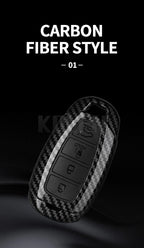 Car Key Cover Compatible with Hyundai i30 ix25 Elantra Kona Solaris Azera Grandeur IG TM Accent Santa Fe – Carbon Fiber Style