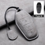 Leather Remote Key Fob Cover Compatible with BYD Atto 3, Han EV, Dolphin – 4 Buttons