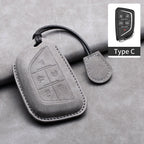 Leather Car Key Fob Cover Compatible with Cadillac CT4, CT5, ATS, CT6, CTS, DTS, XT5, Escalade ESV, SRX, STS, XTS, XT4, 28T, ELR
