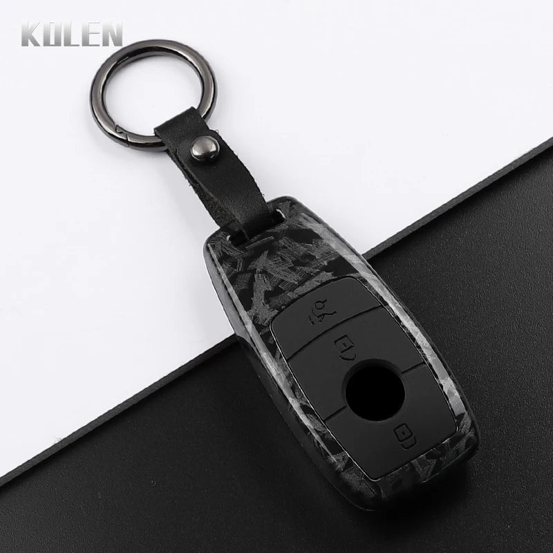 Car Key Cover Compatible with Mercedes-Benz A C E S G Class W177 W205 W213 X167 W222 CLA GLE GLB GLS AMG Maybach – Carbon Fiber Style