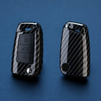 Car Key Cover Compatible with Volkswagen (VW) Golf 7 MK7 Tiguan MK2; SEAT Ateca Leon FR 2 Ibiza; Skoda Octavia – Carbon Fiber Style