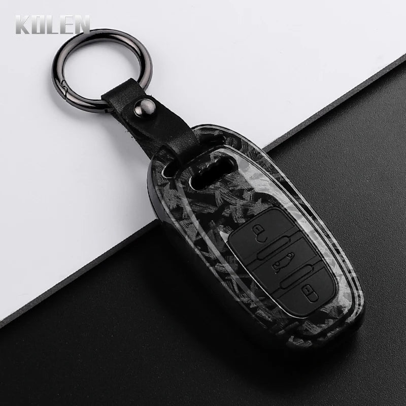 Car Key Cover Compatible with Audi A1 A3 8V A4 B8 B9 A5 A6 C7 A7 A8 Q3 Q5 Q7 S4 S6 S7 S8 R8 TT – Carbon Fiber Style
