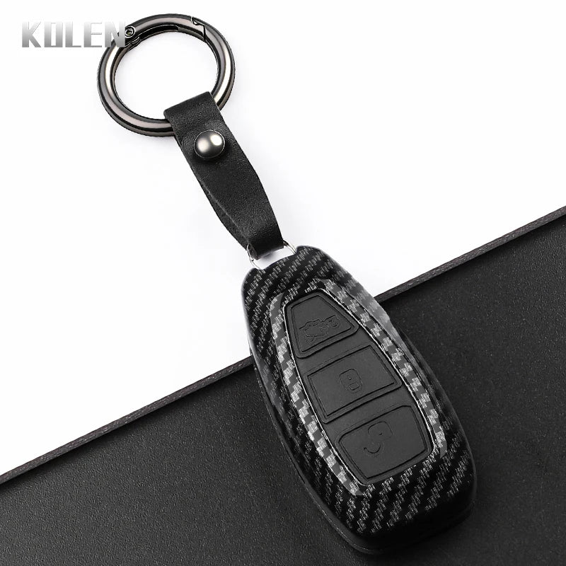 Car Key Cover Compatible with Ford Focus 3 4 ST Mondeo MK3 MK4 Fiesta Fusion Kuga – Carbon Fiber Style