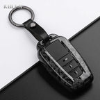 Car Key Cover Compatible with Toyota Prius Camry Corolla CHR C-HR RAV4 Land Cruiser Prado – Carbon Fiber Style