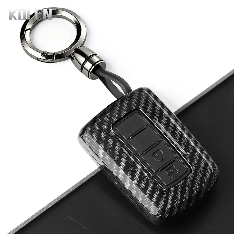 Car Key Cover Compatible with Toyota Prius Plus Auris Camry RAV4 Corolla Avalon Highlander CHR Land Cruiser – Carbon Fiber Style
