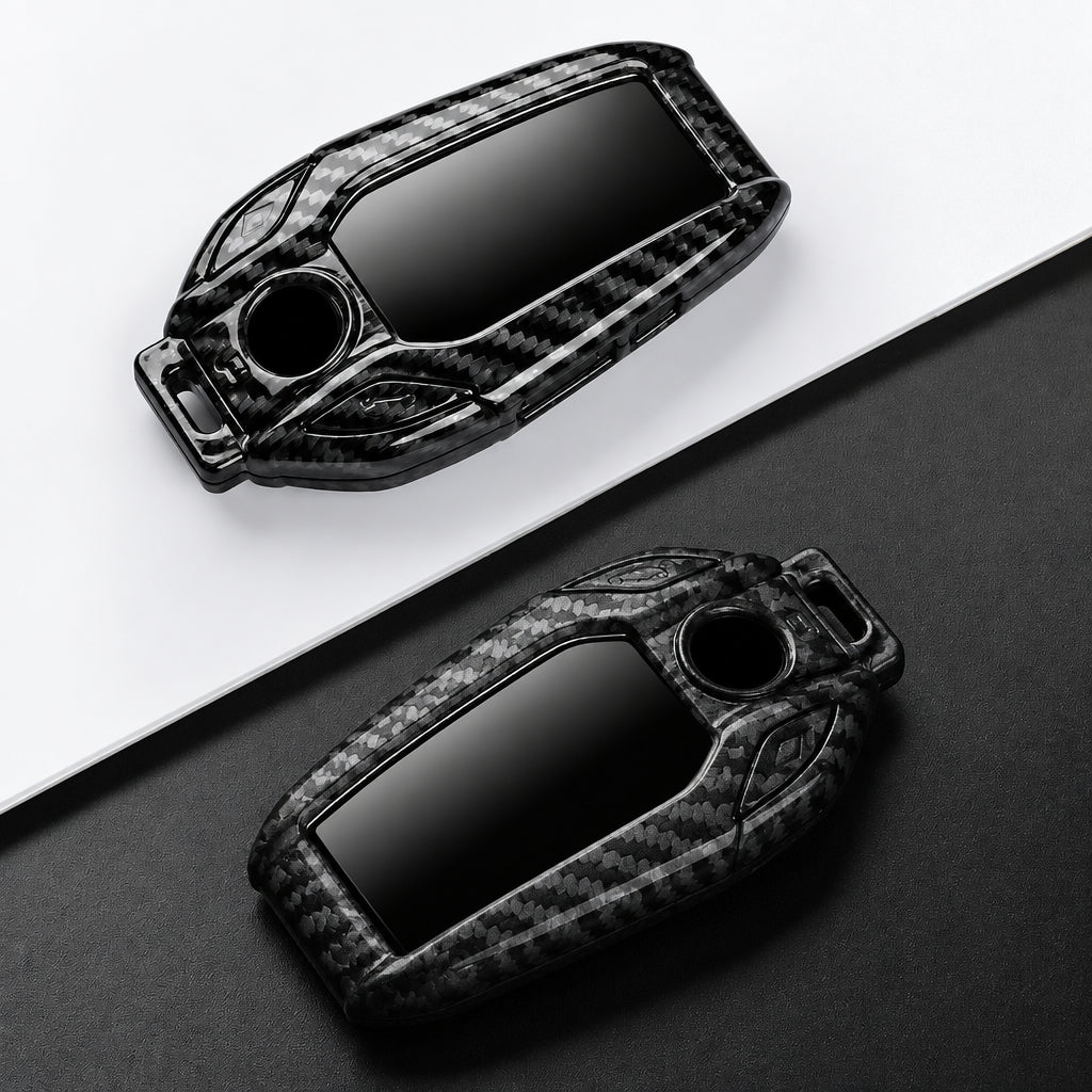 LED Display Key Cover Compatible with BMW G30 G12 G11 G32 G31 5 7 Series i8 I12 I15 G01 X3 X4 G02 G05 X5 G07 X7 – Carbon Fiber Style