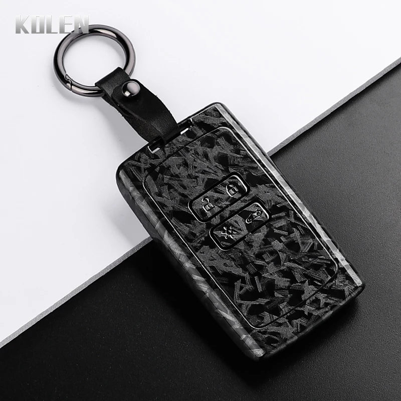 Car Key Cover Compatible with Renault Koleos Captur Megane Clio Scenic Talisman Arkana; Dacia Sandero – Carbon Fiber Style