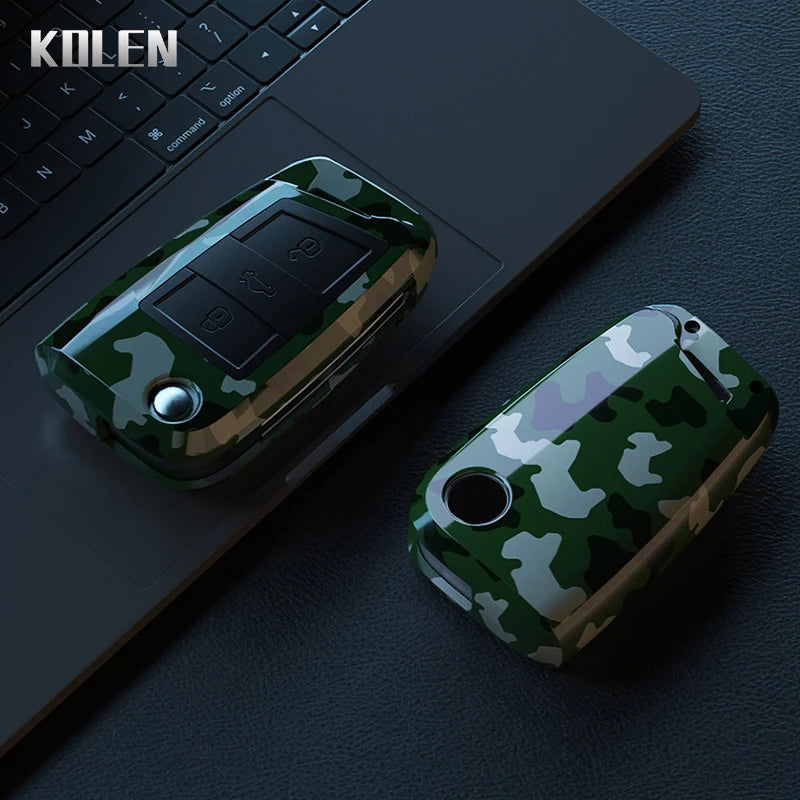 Car Key Cover Compatible with Volkswagen (VW) Golf 7 MK7 Tiguan MK2; SEAT Ateca Leon FR 2 Ibiza; Skoda Octavia – Carbon Fiber Style