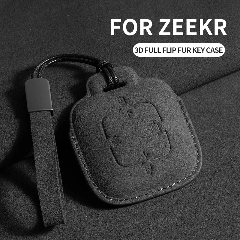 Suede Smart Flip Key Cover Compatible with ZEEKR X, 001, 007, 009, 7X, MIX