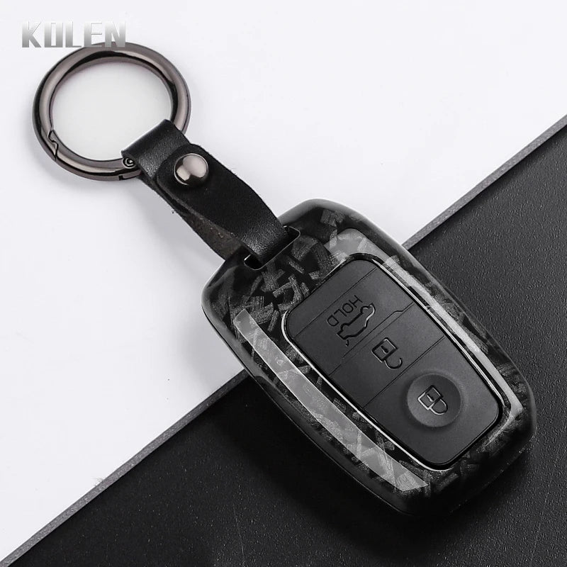 Car Key Cover Compatible with Kia Sportage Cerato Optima K2 K3 K4 K5 Rio Picanto Soul Sorento Sedona – Carbon Fiber Style