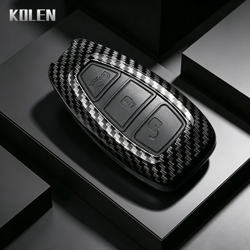 Car Key Cover Compatible with Ford Focus 3 4 ST Mondeo MK3 MK4 Fiesta Fusion Kuga – Carbon Fiber Style