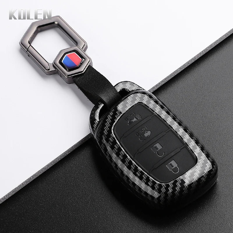 Car Key Cover Compatible with Hyundai Tucson Santa Fe Rena Sonata Elantra Creta ix35 ix45 i10 i30 i40 – Carbon Fiber Style