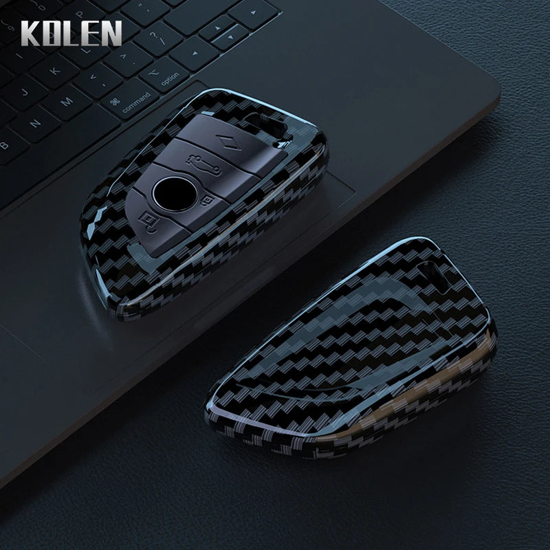 Car Key Cover Compatible with BMW 1 2 3 4 5 6 7 Series X1 X3 X4 X5 X6 X7 F10 F20 F30 G20 G30 G01 F15 F16 G02 G05 F34 – Carbon Fiber Style