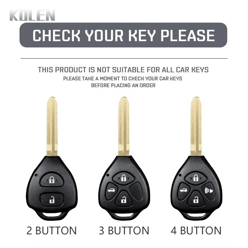 Car Key Cover Compatible with Toyota Corolla Vios Camry Yaris RAV4 Hilux Cruiser Fortuner – 2/3/4 Buttons – Carbon Fiber Style