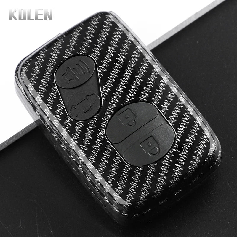 Car Key Cover Compatible with Toyota Aqua RAV4 Land Cruiser Camry Prado Corolla Prius – Carbon Fiber Style