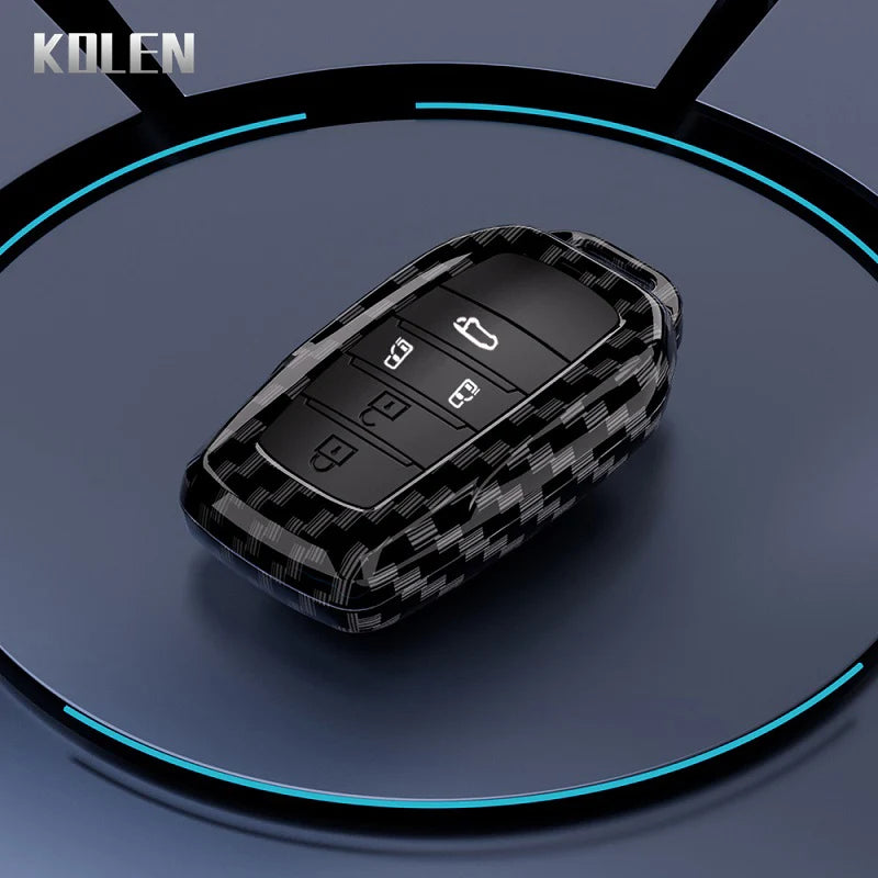 Flip Key Cover Compatible with Toyota Sienna RAV4 Crown Hilux Fortuner Camry Land Cruiser Prado Venza – Carbon Fiber Style