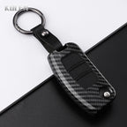Car Key Cover Compatible with Ford B-Max C-Max Eco Sport Galaxy Fiesta Focus 2 Ecosport Kuga Escape Falcon – Carbon Fiber Style