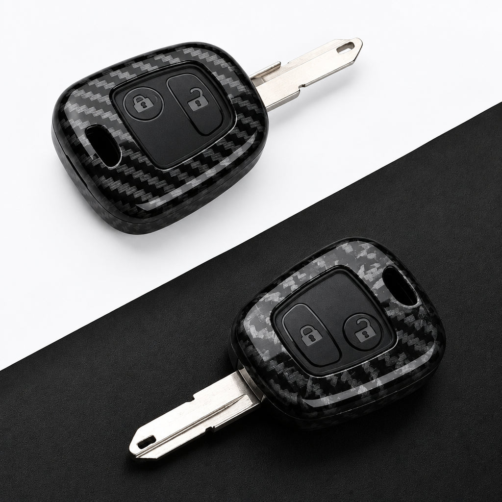 Car Key Cover Compatible with Citroen C1 C2 C3 C4; Peugeot 107 206 207 307; Toyota Aygo – Carbon Fiber Style