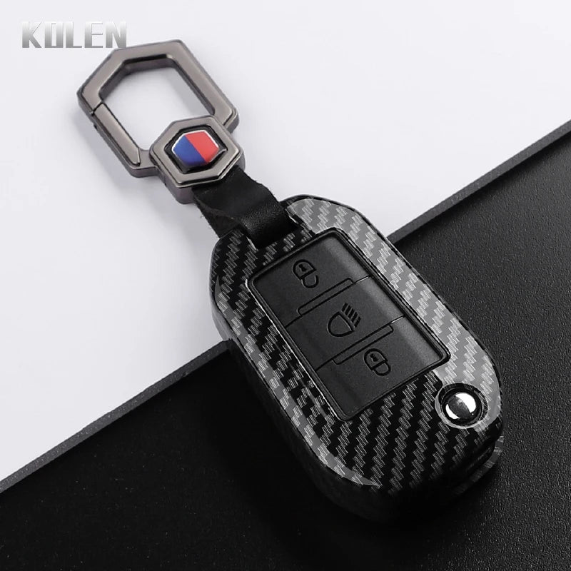 Car Key Cover Compatible with Peugeot 208 301 307 308 508 2008 3008 5008 Expert; Citroen C3 C4 C5 Cactus C6 C8 – Carbon Fiber Style