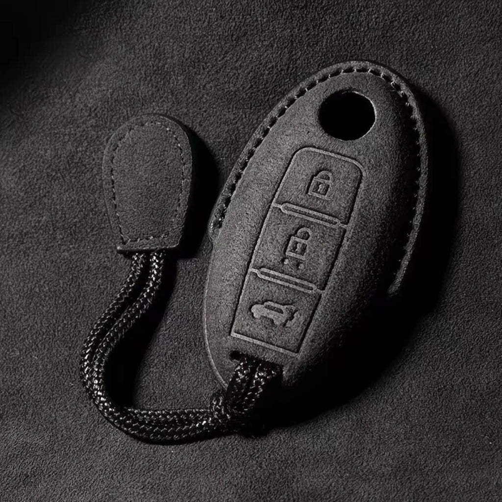 Suede Remote Key Fob Cover Compatible with Nissan Qashqai, Juke, J10, J11, X-Trail, T32, T31, Kicks, Tiida, Pathfinder, Note