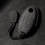 Suede Remote Key Fob Cover Compatible with Nissan Qashqai, Juke, J10, J11, X-Trail, T32, T31, Kicks, Tiida, Pathfinder, Note