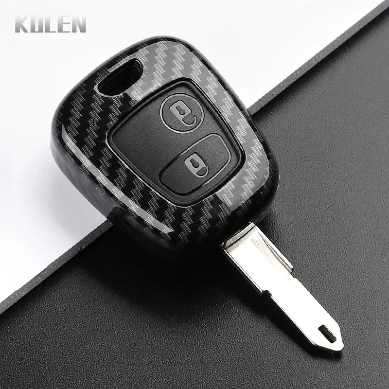 Car Key Cover Compatible with Citroen C1 C2 C3 C4; Peugeot 107 206 207 307; Toyota Aygo – Carbon Fiber Style