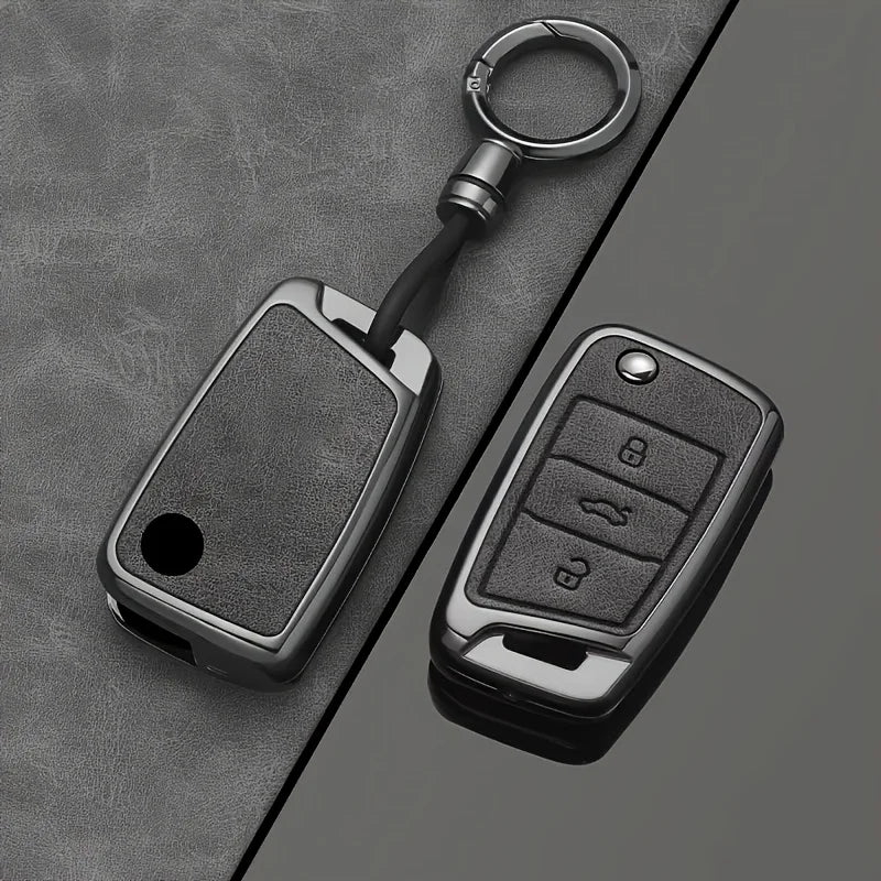 Alloy Car Key Fob Cover for Volkswagen Golf 7 GTI, Polo, T-Cross, T-Roc, Touran, Tiguan, Skoda Octavia, Rapid, Kodiaq, Fabia & SEAT