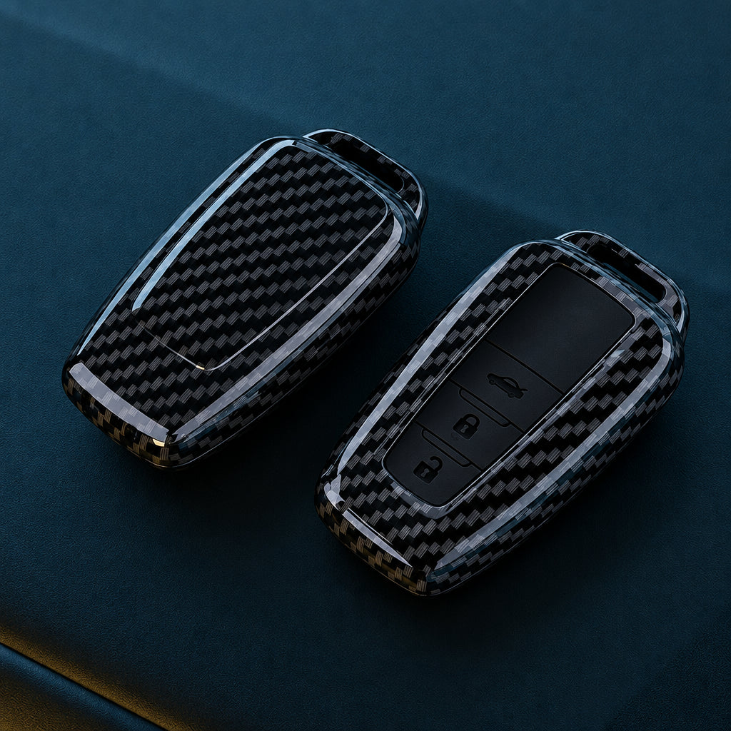 Car Key Cover Compatible with Toyota Prius Camry Corolla CHR C-HR RAV4 Land Cruiser Prado – Carbon Fiber Style