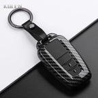 Car Key Cover Compatible with Toyota Prius Camry Corolla CHR C-HR RAV4 Land Cruiser Prado – Carbon Fiber Style