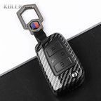 Car Key Cover Compatible with Volkswagen (VW) Golf 7 MK7 Tiguan MK2; SEAT Ateca Leon FR 2 Ibiza – Carbon Fiber Style