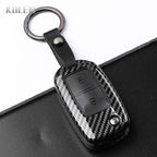 Car Key Cover Compatible with Volkswagen (VW) Polo Tiguan Passat B5 B6 B7 Golf 4 5 6 MK6 Jetta Lavida – Carbon Fiber Style