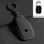 Suede Remote Key Fob Case Compatible with Mercedes-Benz E-Class, W213, W205, E200, E260, E300, E320, AMG, CLA, 2018, 2019, 2020