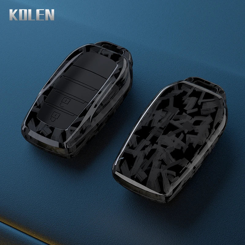 Flip Key Cover Compatible with Toyota Sienna RAV4 Crown Hilux Fortuner Camry Land Cruiser Prado Venza – Carbon Fiber Style