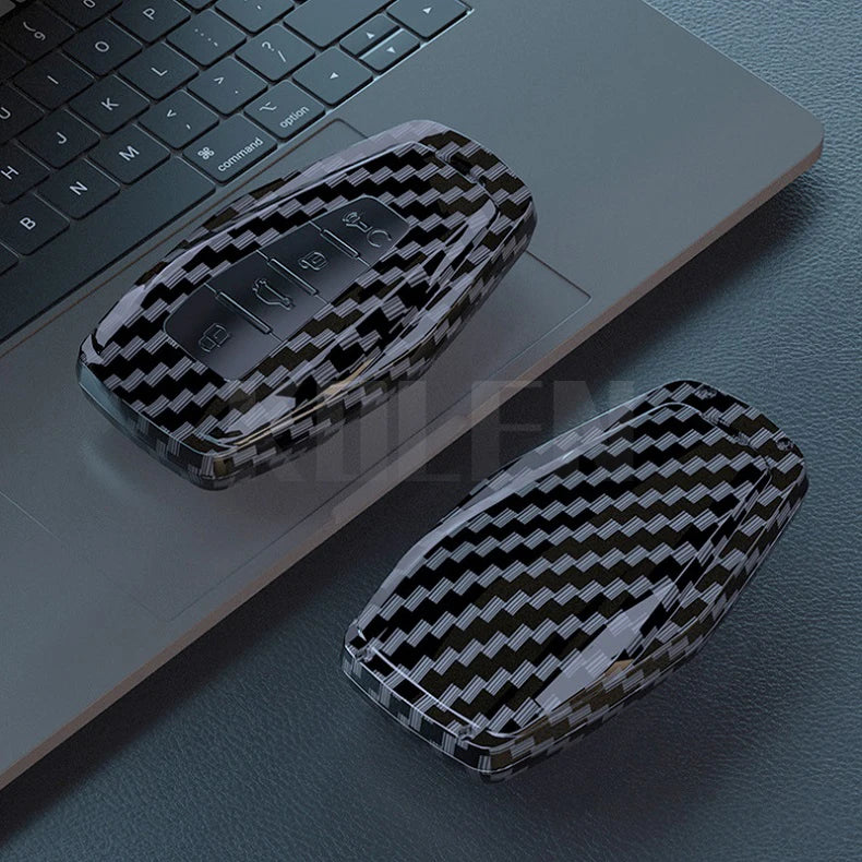 Car Key Cover Compatible with Geely Coolray X6 Geometry C Emgrand Global Kulrey Hawk GX7 Okavango – Carbon Fiber Style