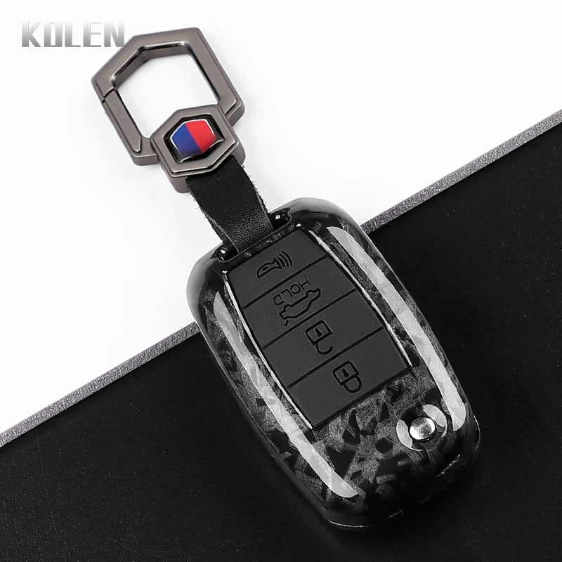 Car Key Cover Compatible with Kia Rio 3 K2 Ceed Cerato K3 Sportage 4 Picanto K5 Optima Sorento Forte Stinger – Carbon Fiber Style