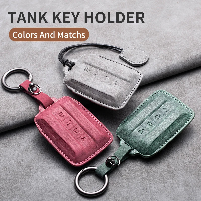 Leather Remote Key Fob Case Compatible with TANK 300, 500