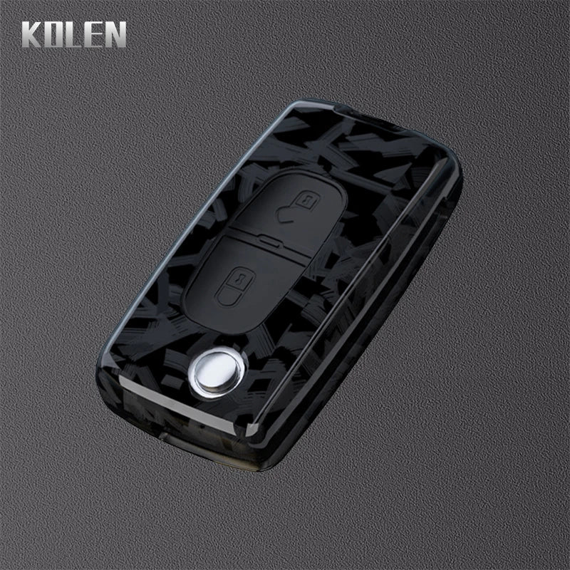 Flip Key Cover Compatible with Peugeot 107 207 307 308 407 607 3008 5008; Citroen Xsara Picasso C3 C4 C5 C6 C8 – Carbon Fiber Style