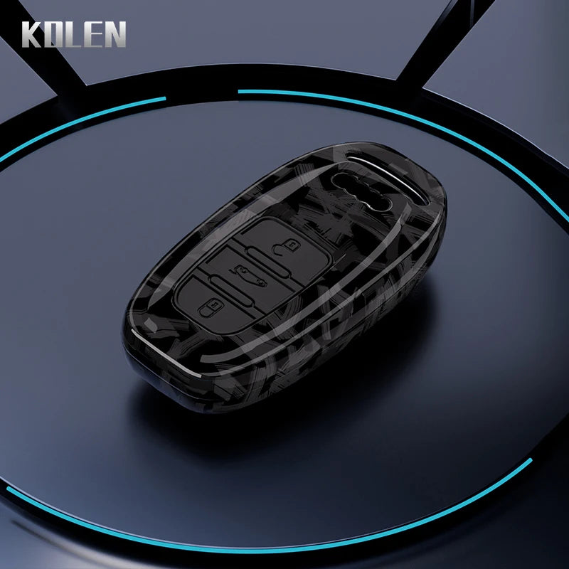Car Key Cover Compatible with Audi A1 A3 8P A4 B9 A5 A6 C7 8S 8W A7 A8 Q3 Q5 Q7 4M S4 S5 S6 S7 S8 RS3 RS6 SQ5 TTS TFSI – Carbon Fiber Style
