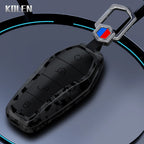 Car Key Cover Compatible with BYD Qin Plusdmi Atto 3 Han EV Dolphin – 4 Buttons – Carbon Fiber Style