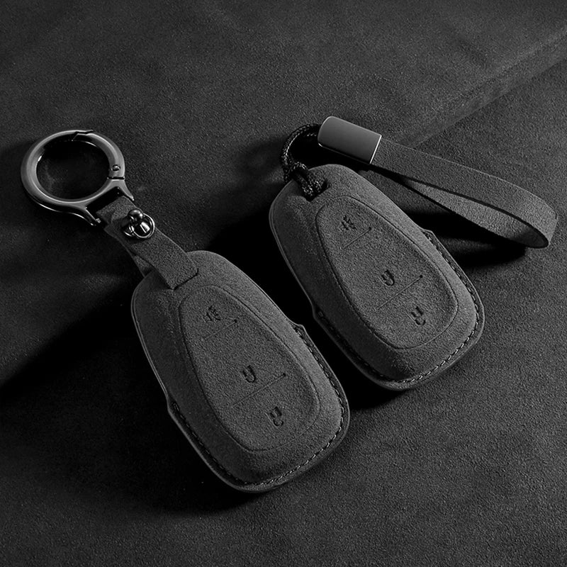 Suede Car Key Cover Compatible with Chevrolet Cruze, Spark, Sonic, Camaro, Volt, Bolt, Trax, Malibu, Onix, Equinox, Orlando, Blazer, Traverse