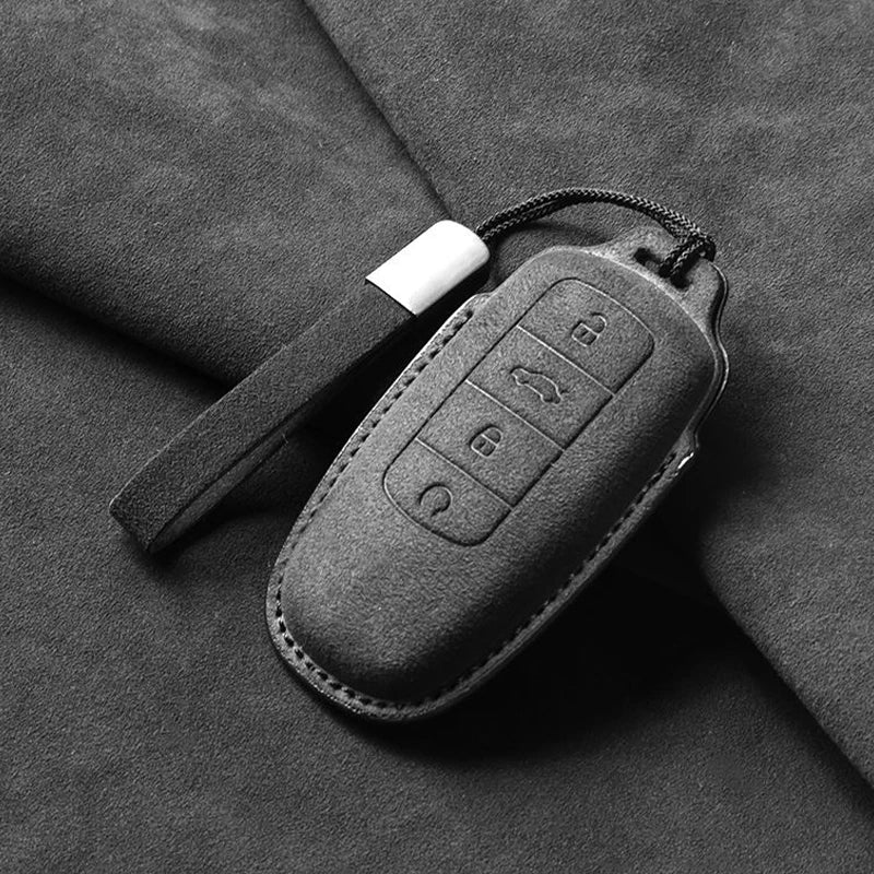Suede Car Key Fob Cover Compatible with Chery Omoda 5, C5, Tigo 7/8 Pro Max, Tigo 7/8 Plus, Arrizo 5 Plus – 4 Buttons