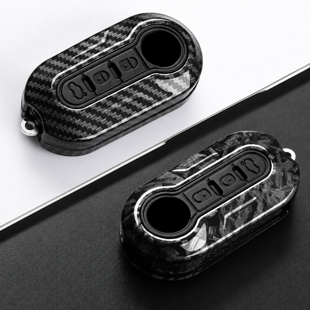 Car Key Cover Compatible with Fiat 500 Ducato Punto Panda; Lancia Musa; Citroen Jumper; Peugeot Boxer – Carbon Fiber Style