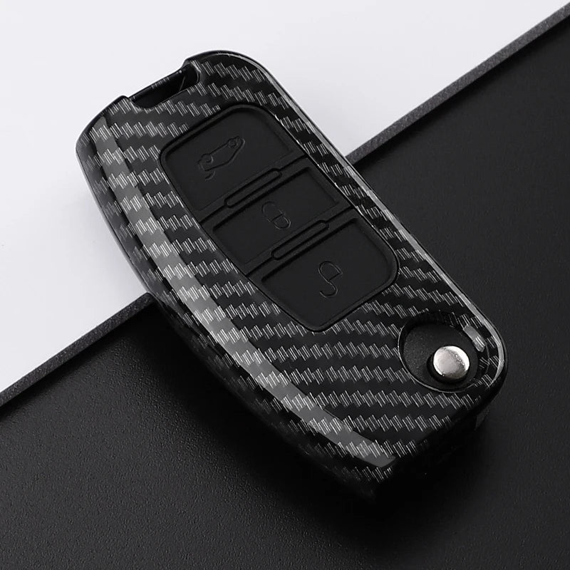 Car Key Cover Compatible with Ford B-Max C-Max Eco Sport Galaxy Fiesta Focus 2 Ecosport Kuga Escape Falcon – Carbon Fiber Style